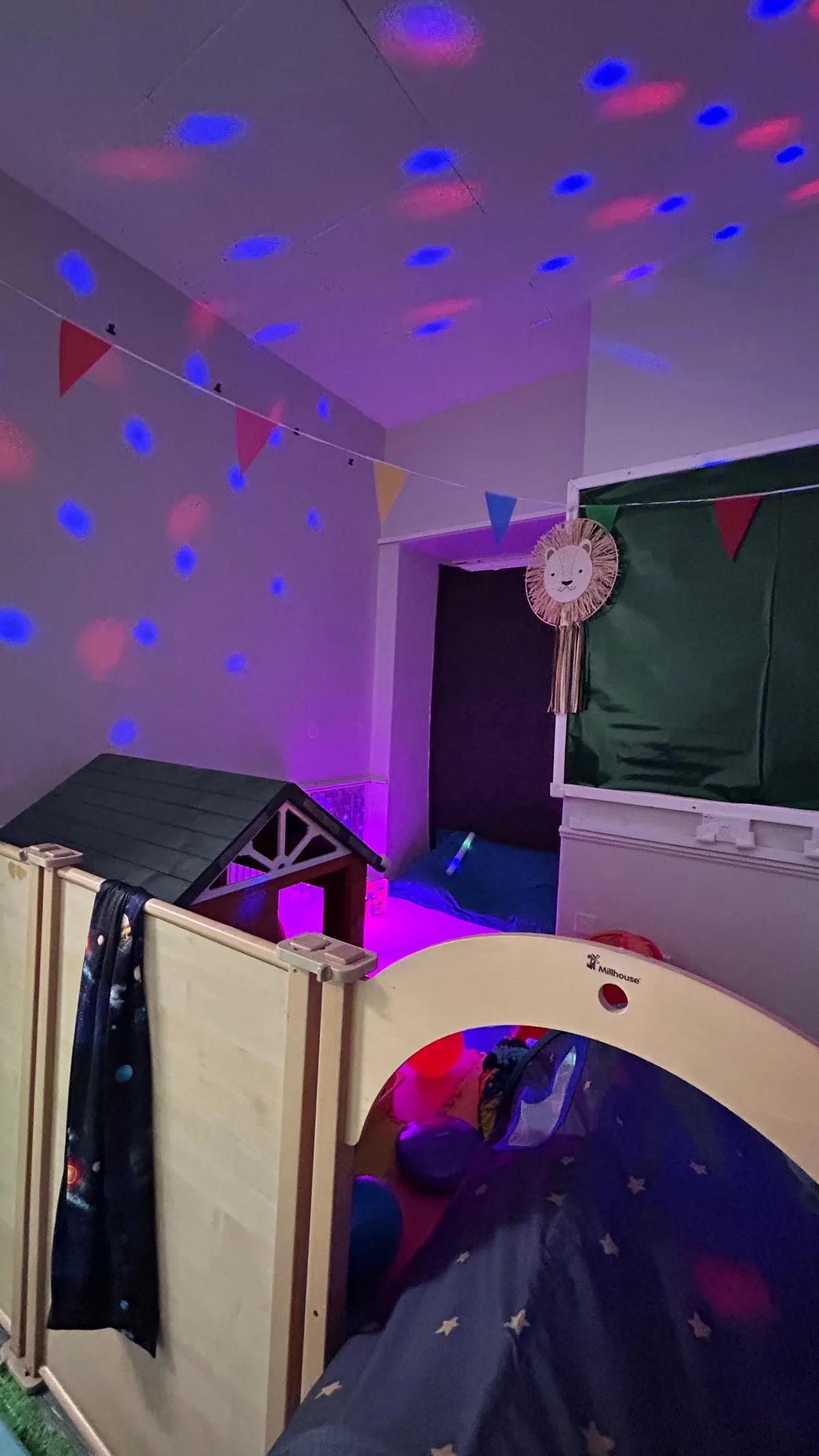 Soft mats, a climbing structure and sensory lighting at Little Peaks